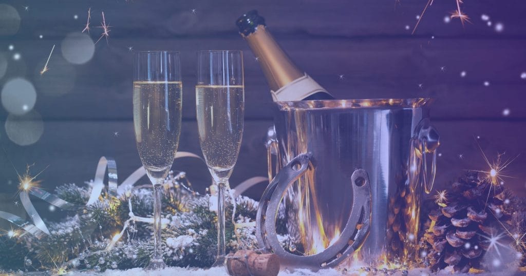 new year's eve celebration with champagne glasses