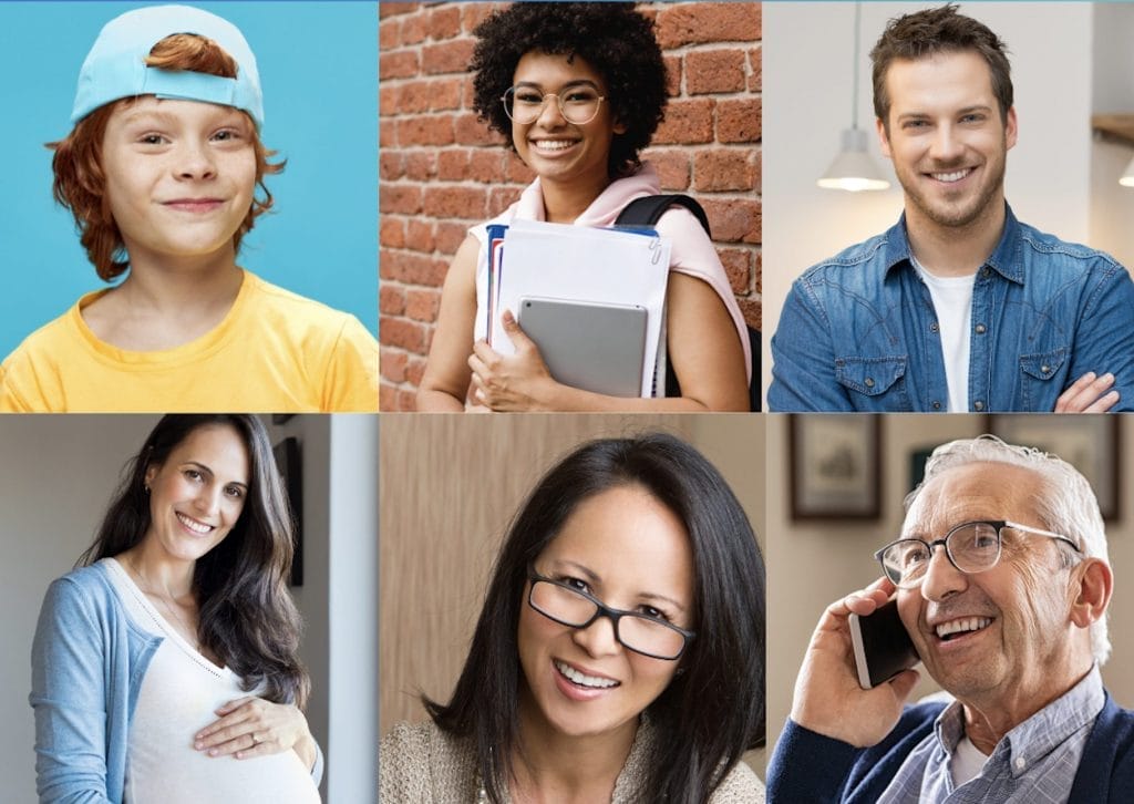 Faces of people with different stages of life